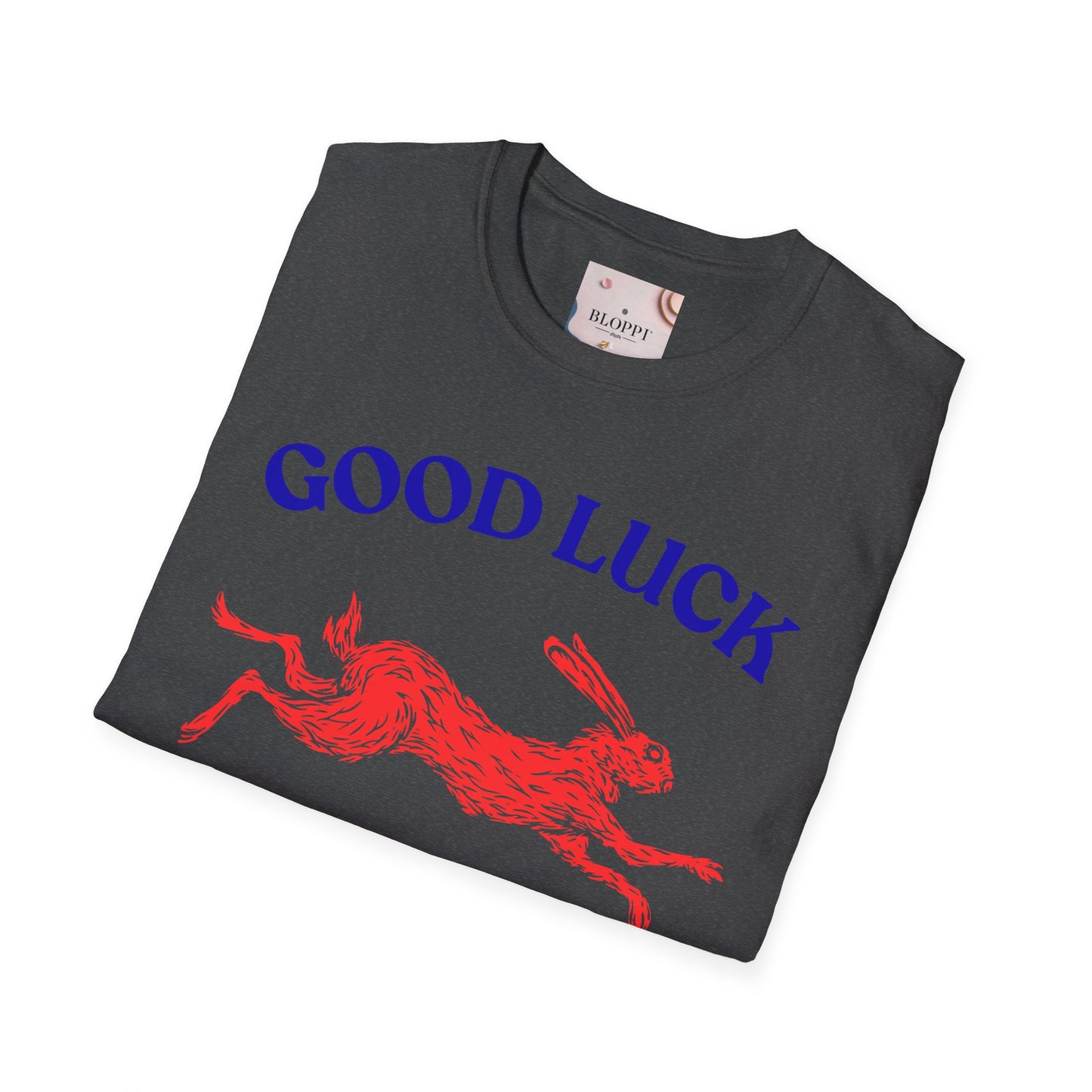 Good Luck Rabbit Unisex Softstyle T-Shirt | Casual Wear, Gift for Friends, Lucky Charm, Spring Fashion, Celebration Tee