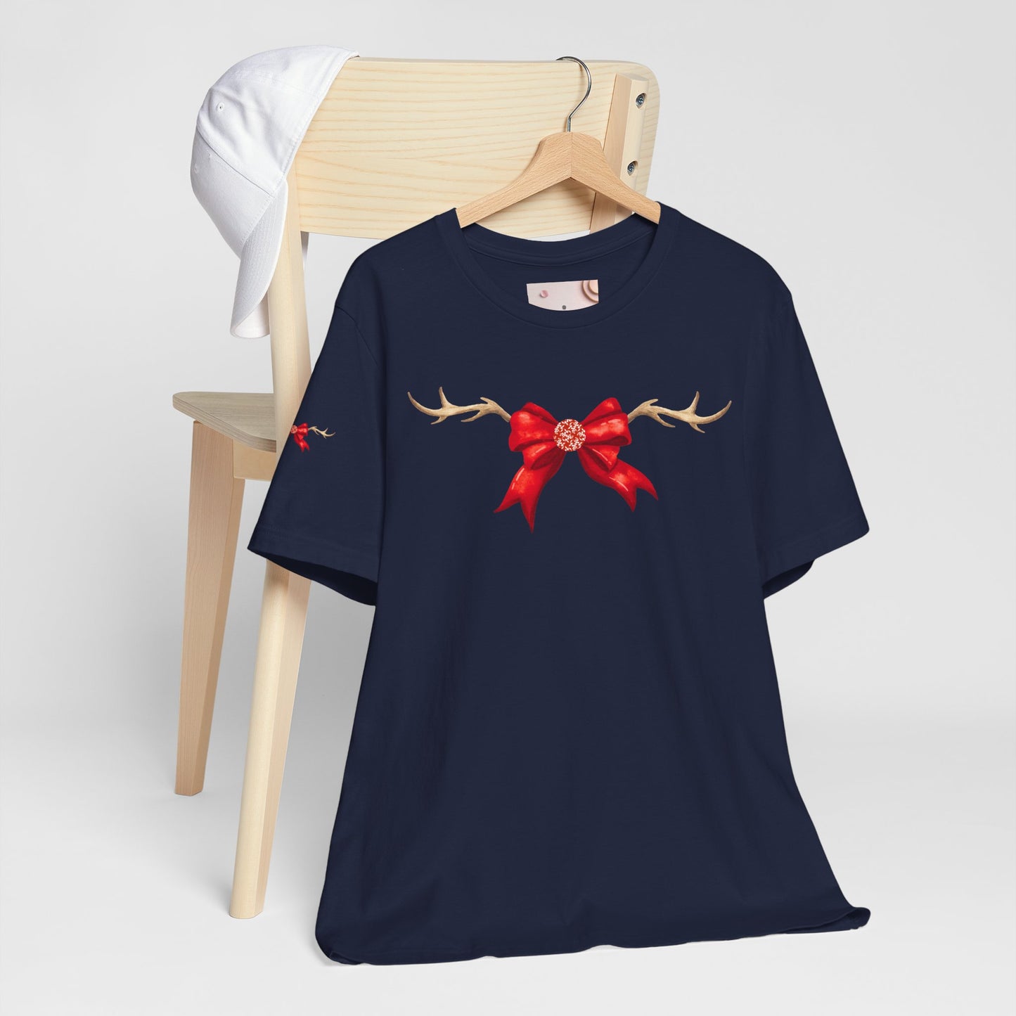 Coquette Reindeer Jersey Tee - Red Bow and Antlers