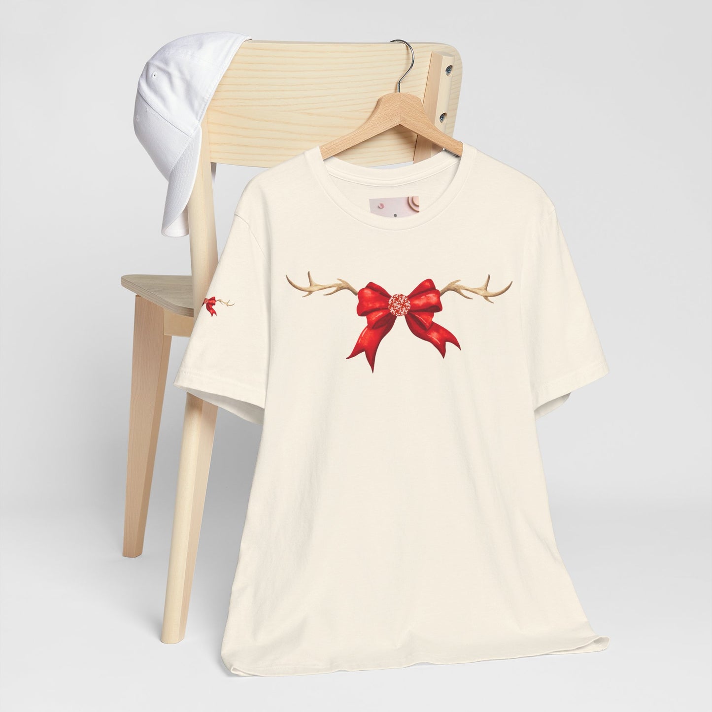 Coquette Reindeer Jersey Tee - Red Bow and Antlers