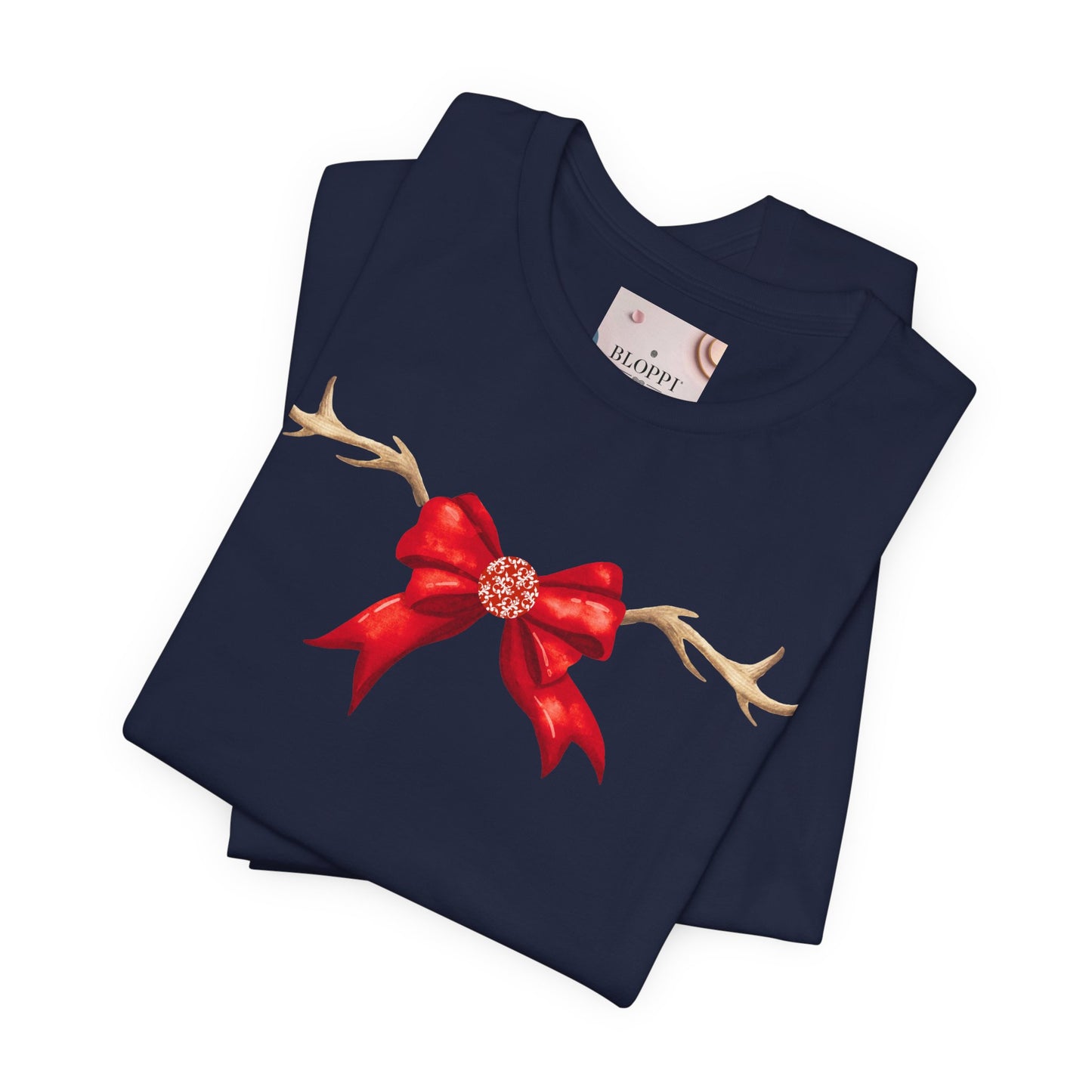Coquette Reindeer Jersey Tee - Red Bow and Antlers