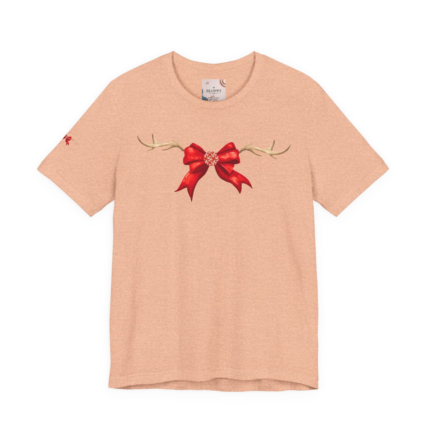 Coquette Reindeer Jersey Tee - Red Bow and Antlers