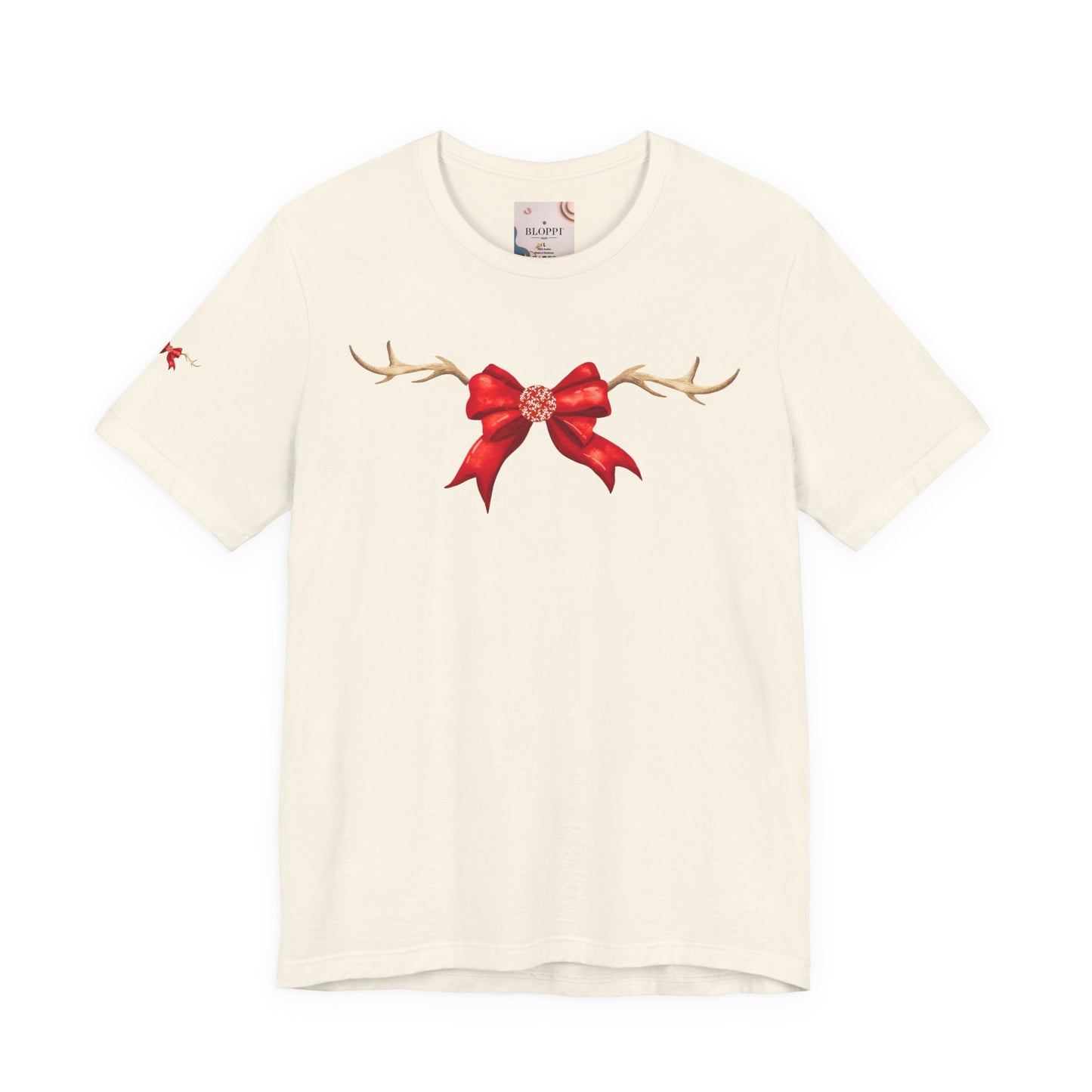 Coquette Reindeer Jersey Tee - Red Bow and Antlers