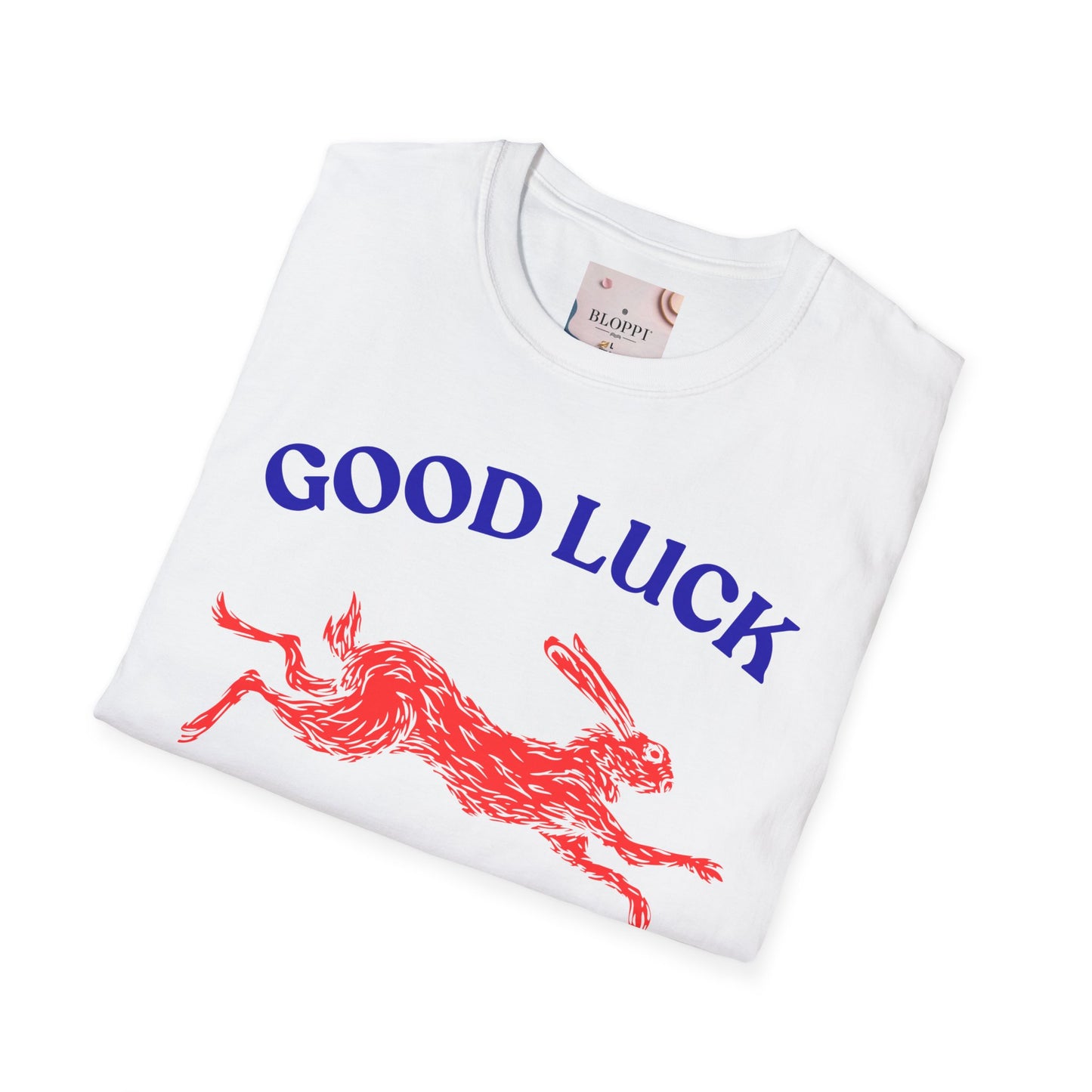 Good Luck Rabbit Unisex Softstyle T-Shirt | Casual Wear, Gift for Friends, Lucky Charm, Spring Fashion, Celebration Tee