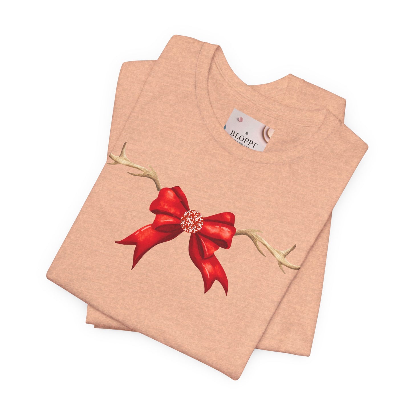Coquette Reindeer Jersey Tee - Red Bow and Antlers