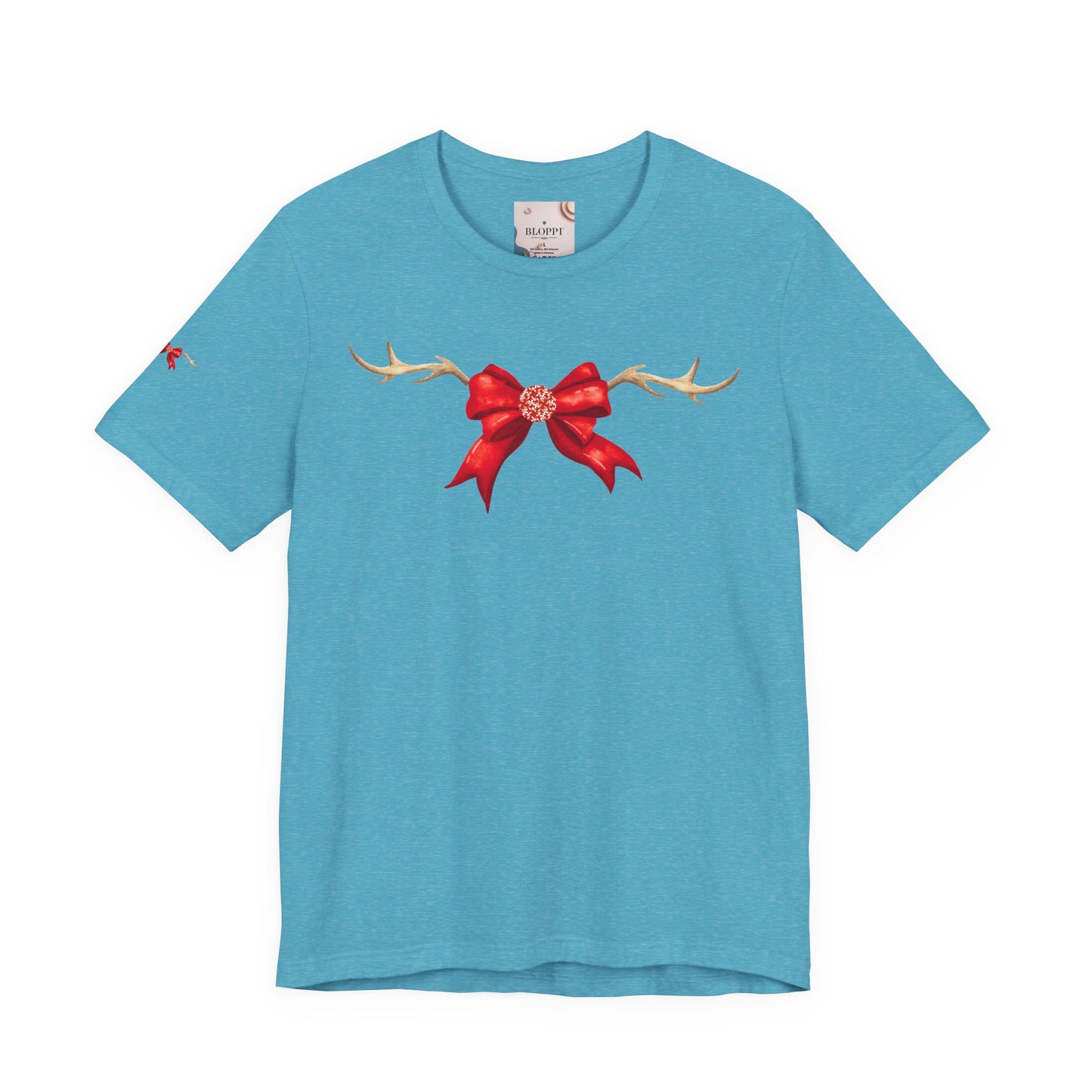 Coquette Reindeer Jersey Tee - Red Bow and Antlers