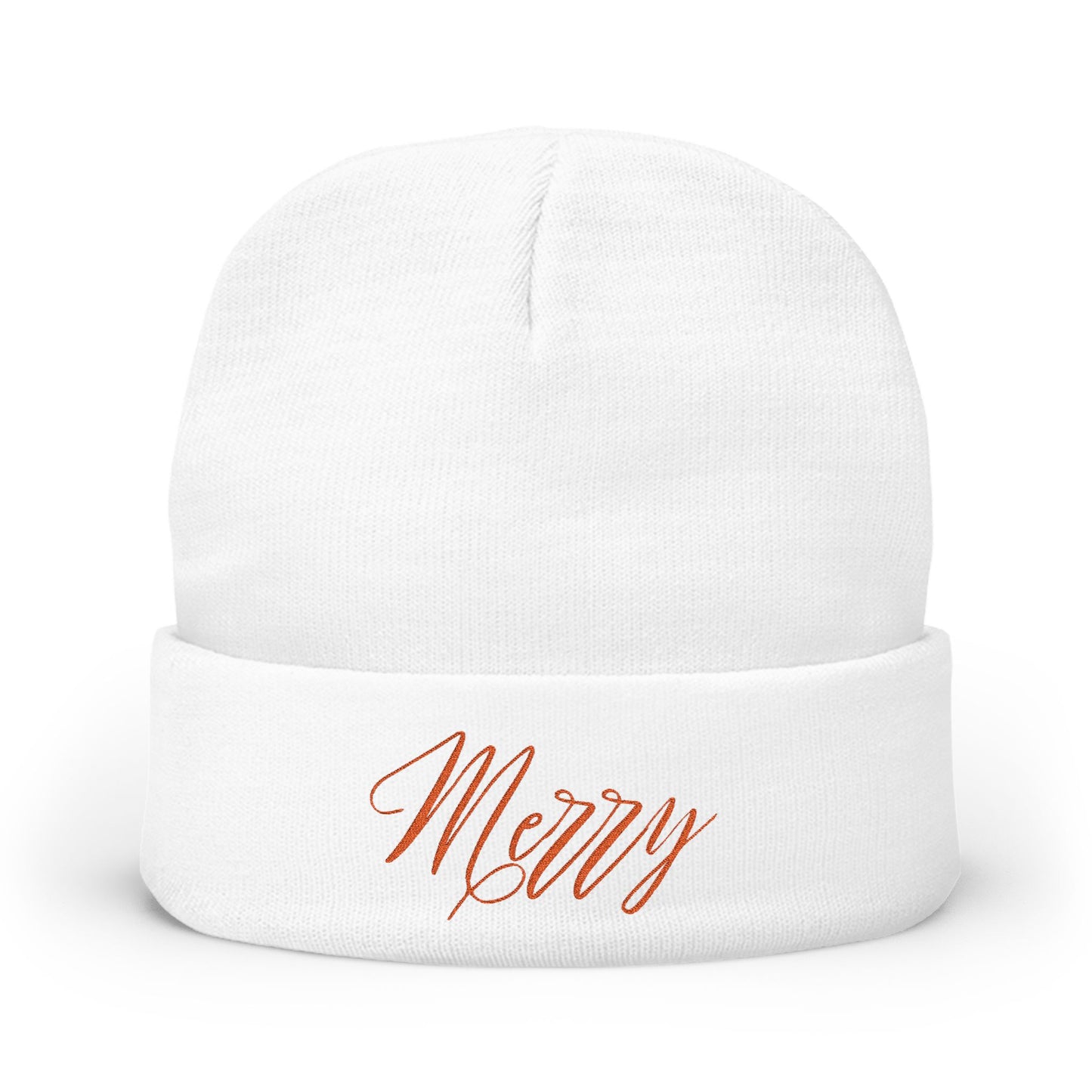 Merry Knit Beanie, Cozy Winter Hat, Holiday Gift, Embroidered Beanie, Christmas Accessories, Fashionable Winter Wear