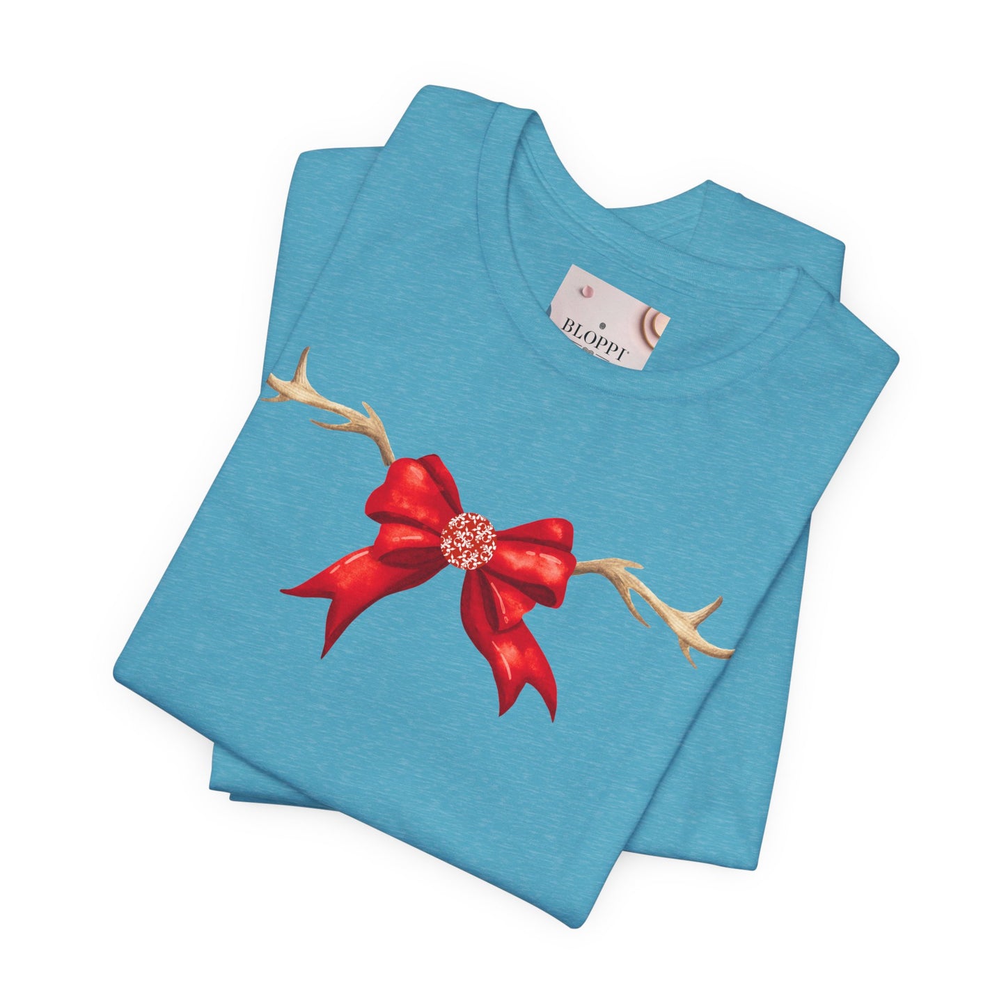 Coquette Reindeer Jersey Tee - Red Bow and Antlers