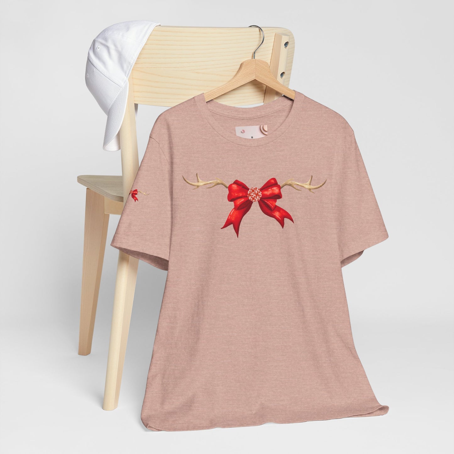Coquette Reindeer Jersey Tee - Red Bow and Antlers