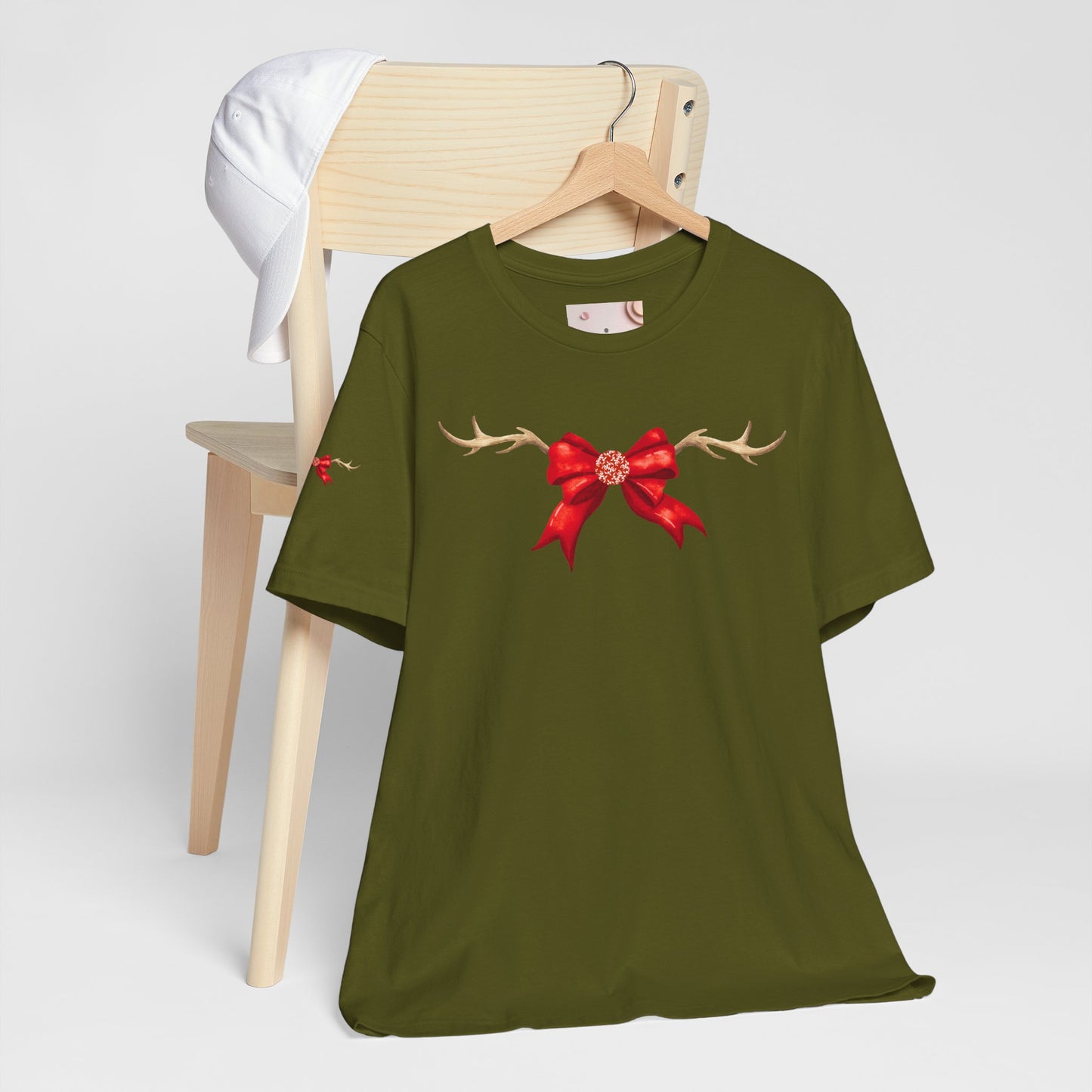 Coquette Reindeer Jersey Tee - Red Bow and Antlers