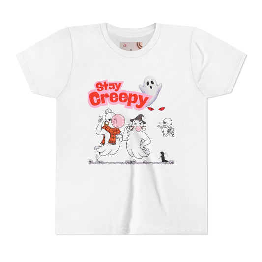 Stay Creepy Youth Tee - Fun Halloween Shirt, Kids Ghost T-Shirt, Spooky Party Attire, Trick or Treat Outfit, Cute Halloween Apparel