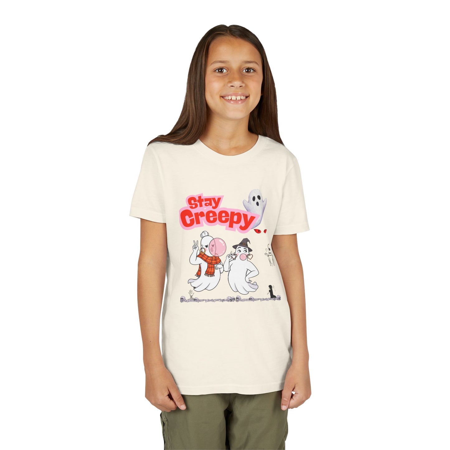 Stay Creepy Youth Tee - Fun Halloween Shirt, Kids Ghost T-Shirt, Spooky Party Attire, Trick or Treat Outfit, Cute Halloween Apparel