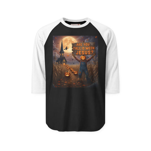 Halloween Raglan Shirt - Fall-o-ween Jesus Pumpkins Cornfield Witch