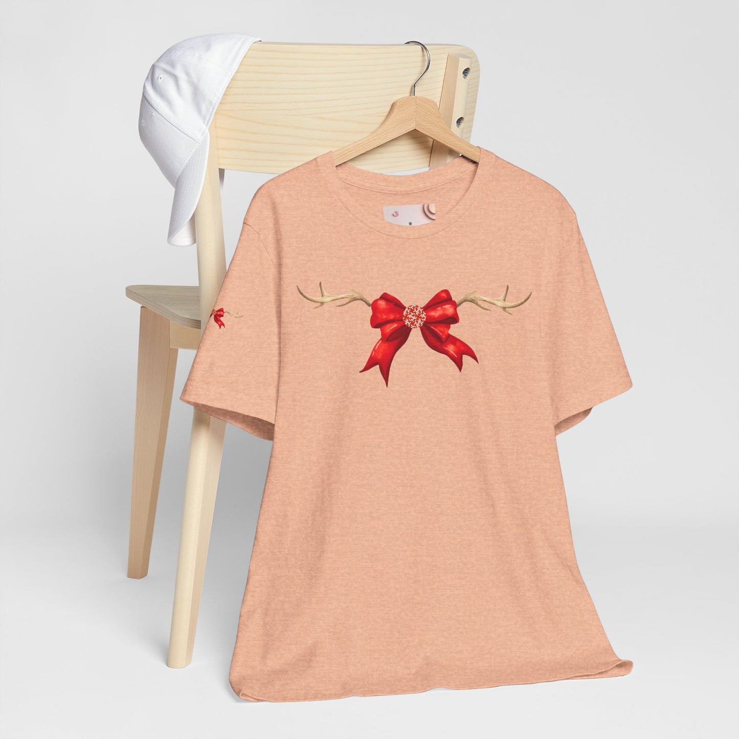 Coquette Reindeer Jersey Tee - Red Bow and Antlers