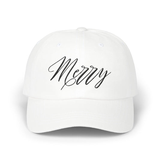 Merry Classic Dad Cap, Holiday Hat, Casual Sun Hat, Gift for Dads, Festive Accessory, Adjustable Cap