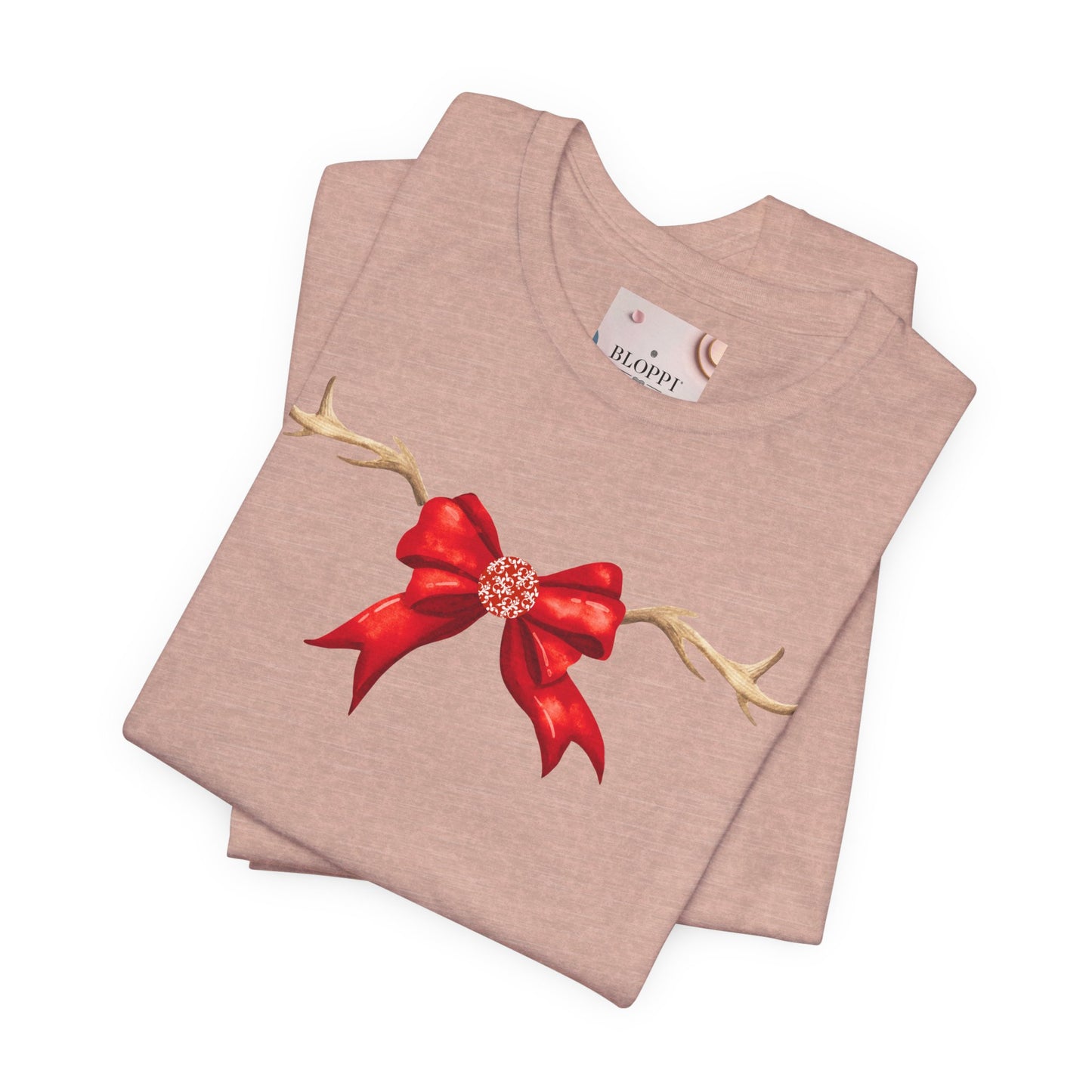Coquette Reindeer Jersey Tee - Red Bow and Antlers