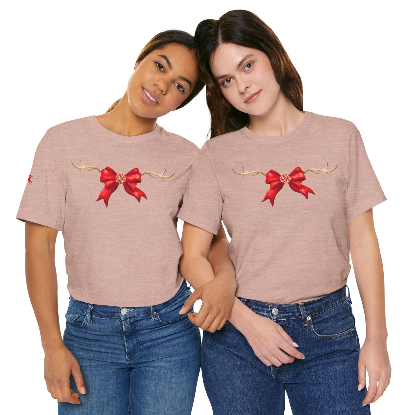 Coquette Reindeer Jersey Tee - Red Bow and Antlers