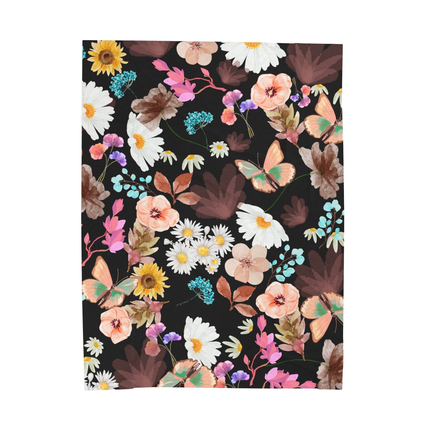 Velveteen Plush Blanket - Flower Print Cozy Home Décor and Gift for Her