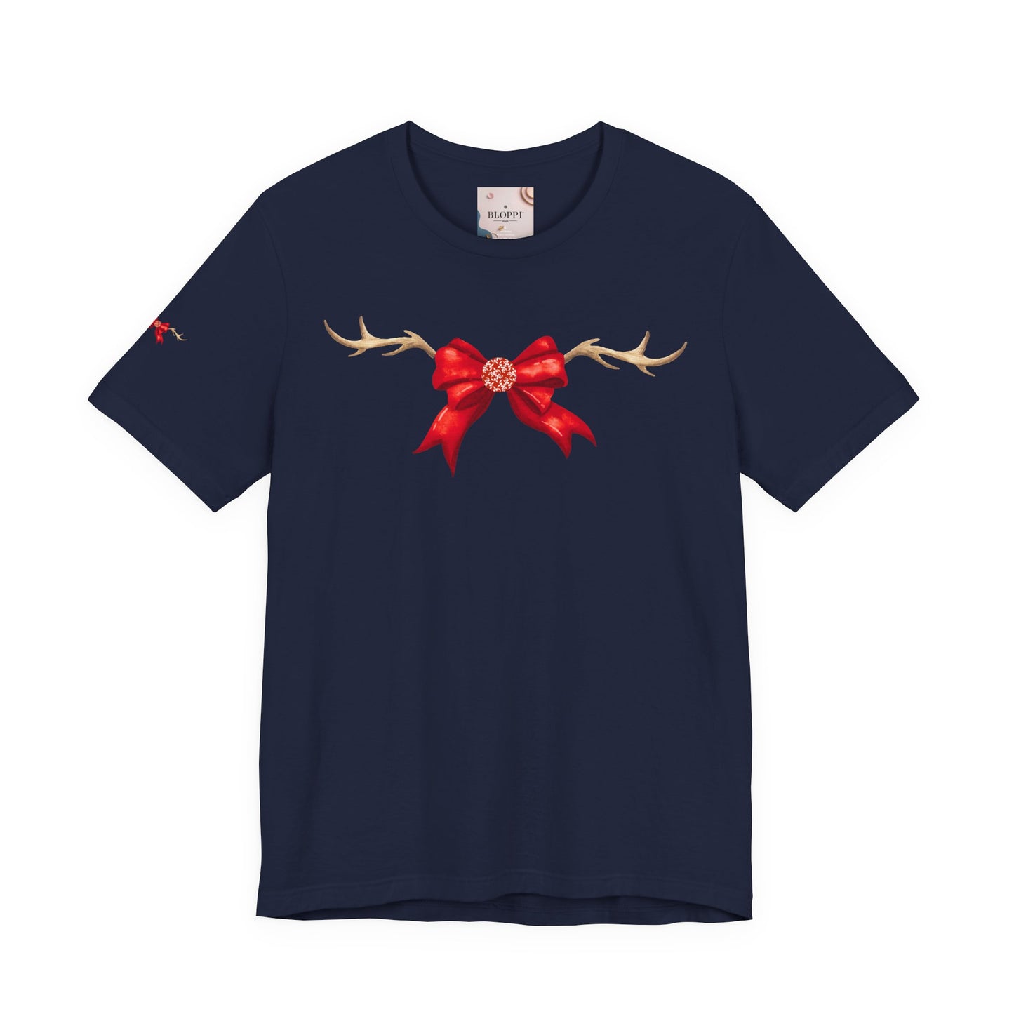 Coquette Reindeer Jersey Tee - Red Bow and Antlers