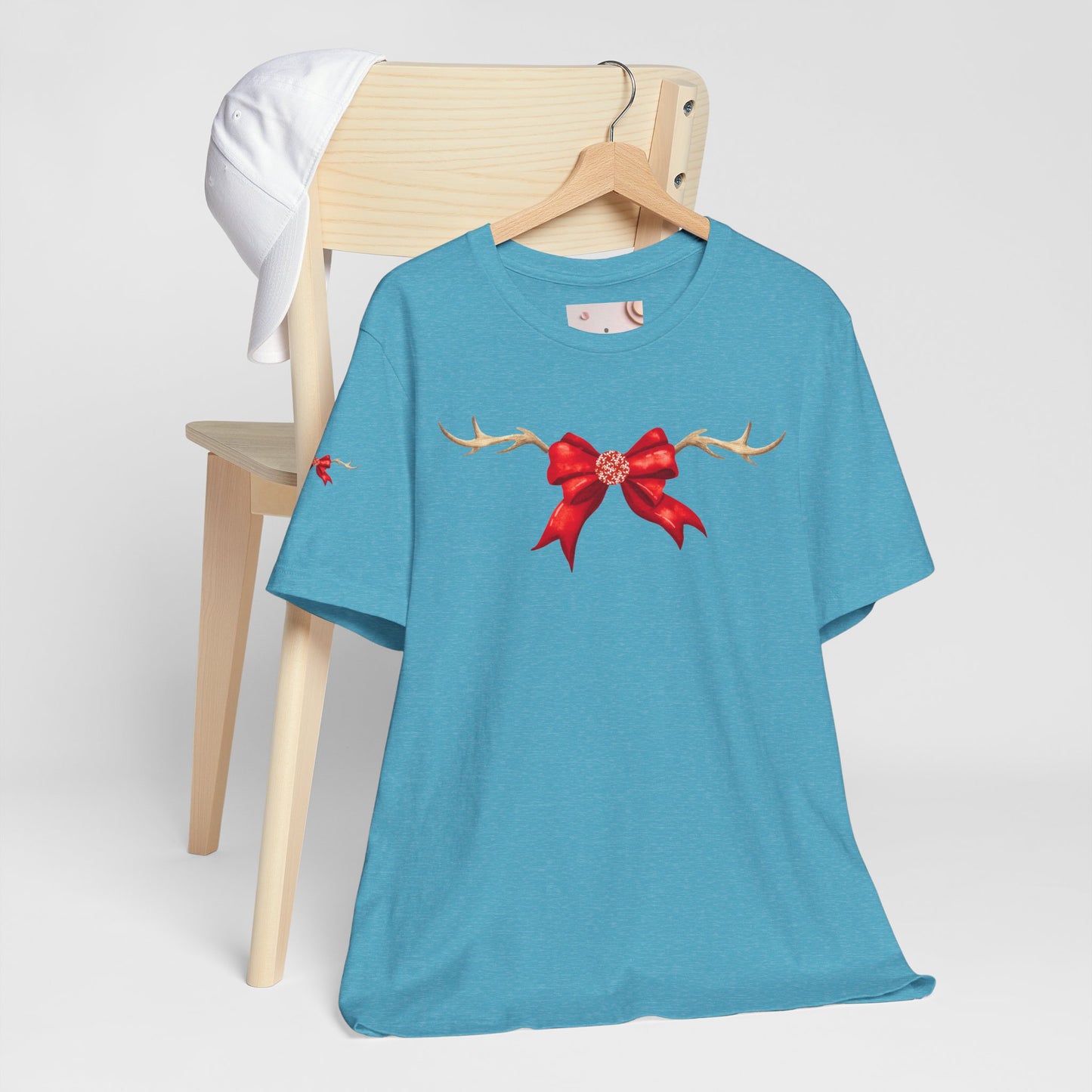 Coquette Reindeer Jersey Tee - Red Bow and Antlers
