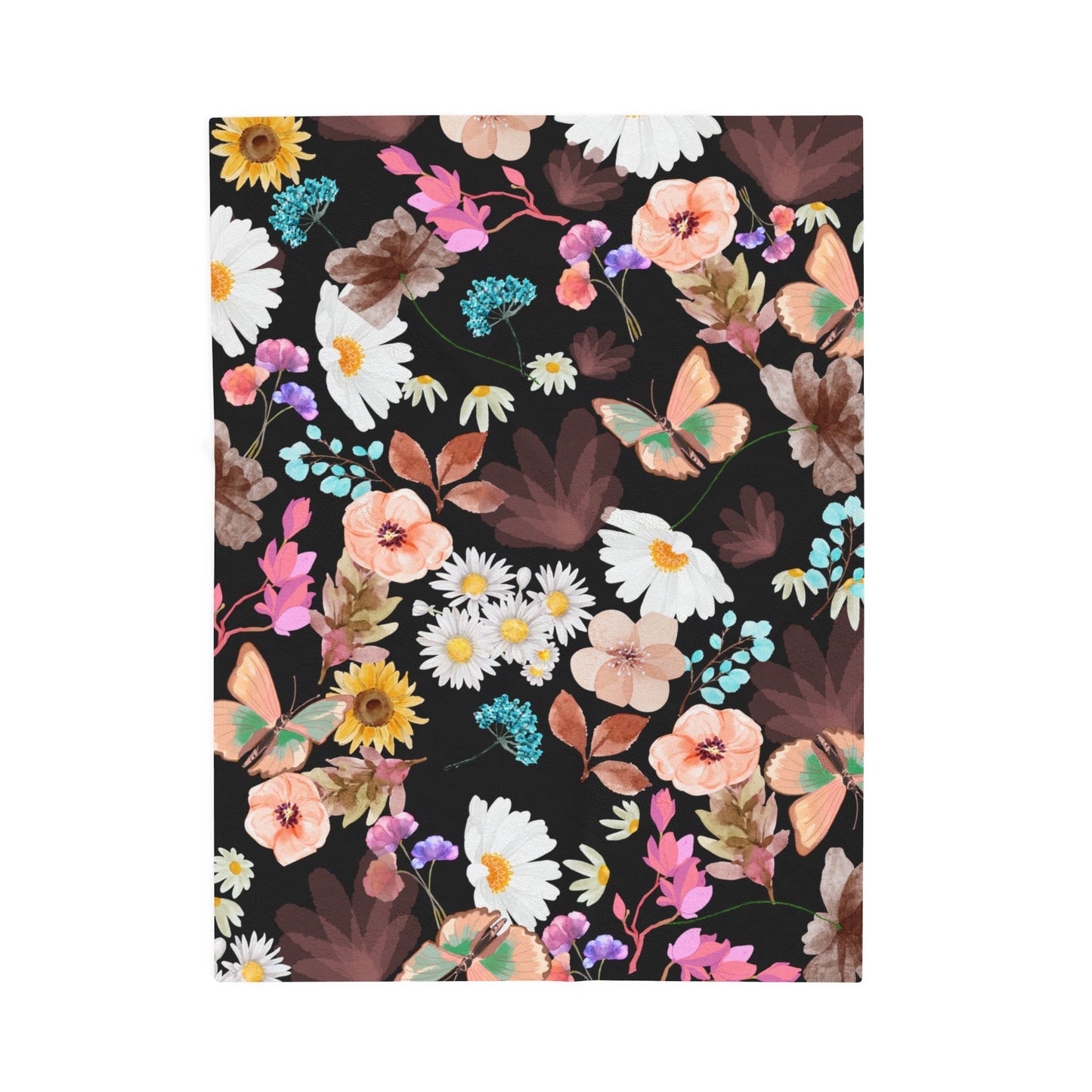 Velveteen Plush Blanket - Flower Print Cozy Home Décor and Gift for Her